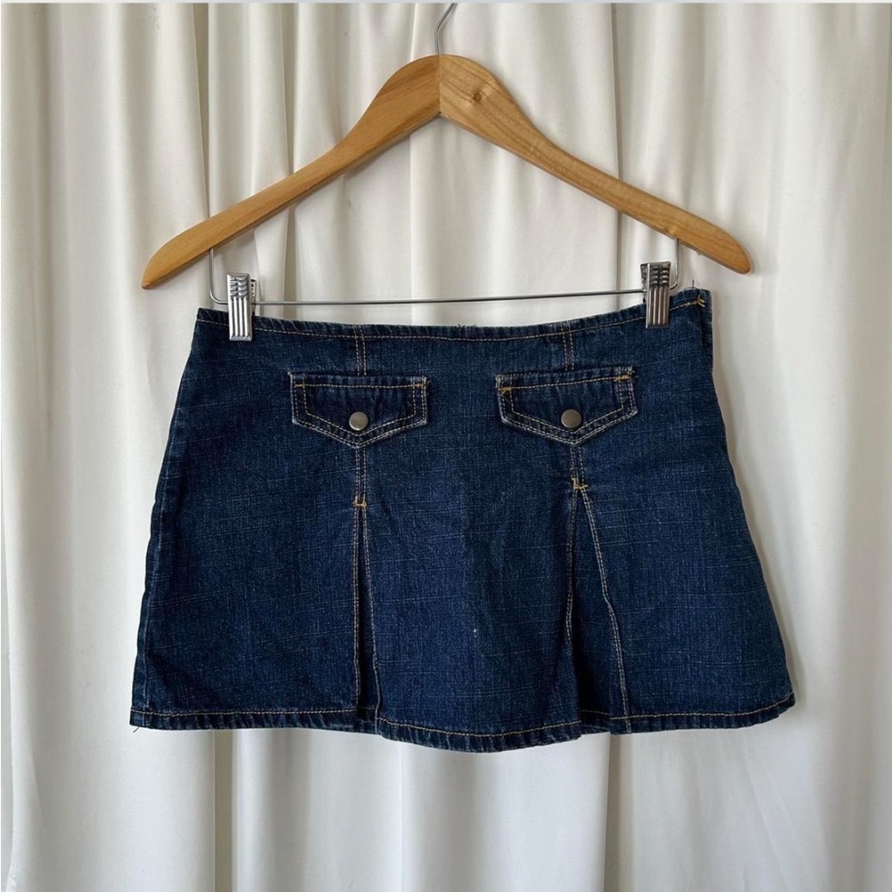 Vintage Y2K Blue asphalt Mini denim Skort pleated. - Picture 1 of 8